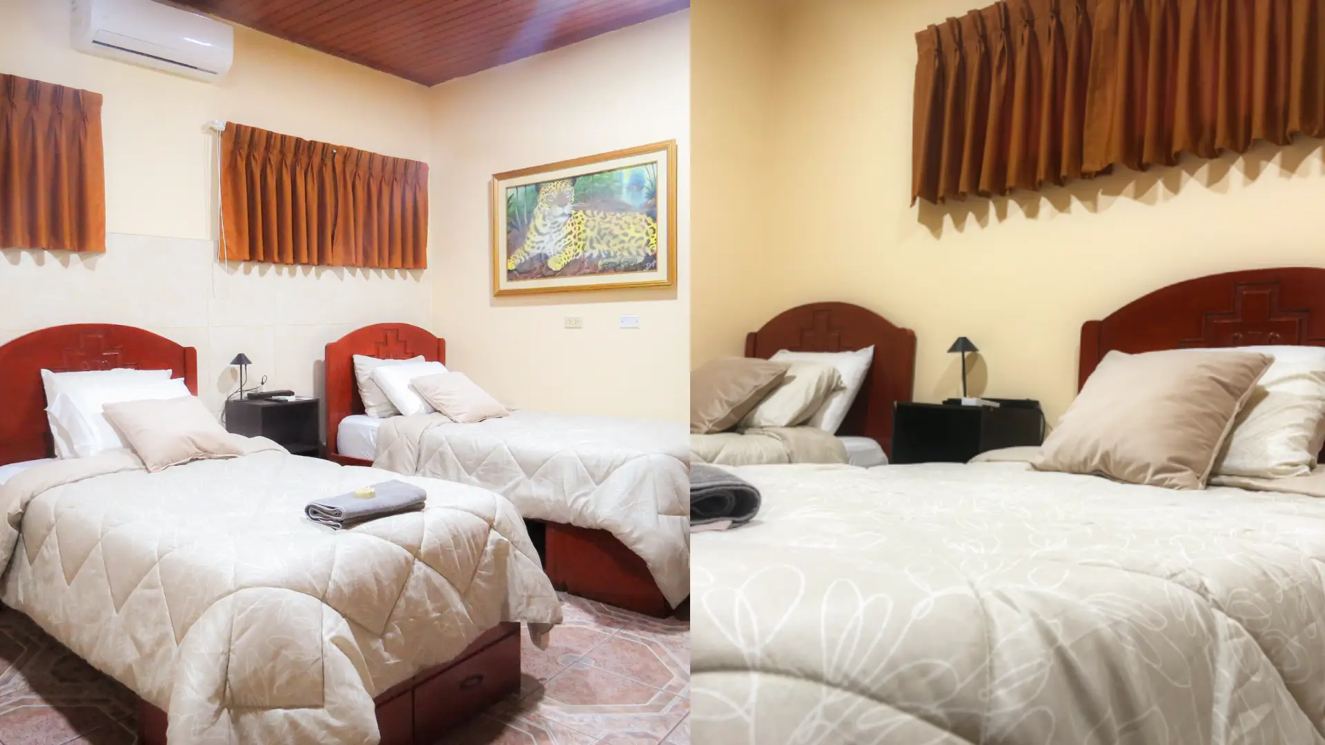 Habitaciones, jardines y patios del Hotel Casa del Jaguar en Iquitos, Perú